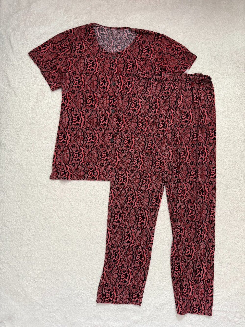 Satin Pajama Set - Red